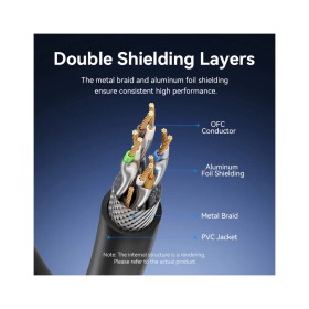 Патч-корд 5м, S/FTP cat 8 RJ-45 black Vention (IKABJ)