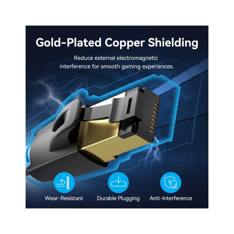 Патч-корд 15м, S/FTP cat 8 RJ-45 black Vention (IKABN)