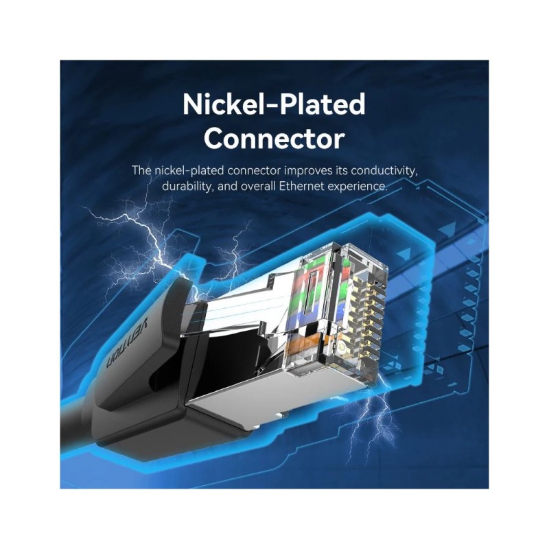 Патч-корд 0.5м, S/FTP cat 8 RJ-45 black Vention (IKKBD)