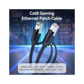Патч-корд 8м, S/FTP cat 8 RJ-45 black Vention (IKKBK)