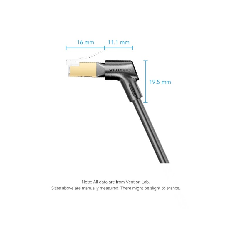 Патч-корд 1м STP cat 8 RJ-45 90° corner black Vention (IKLBF)