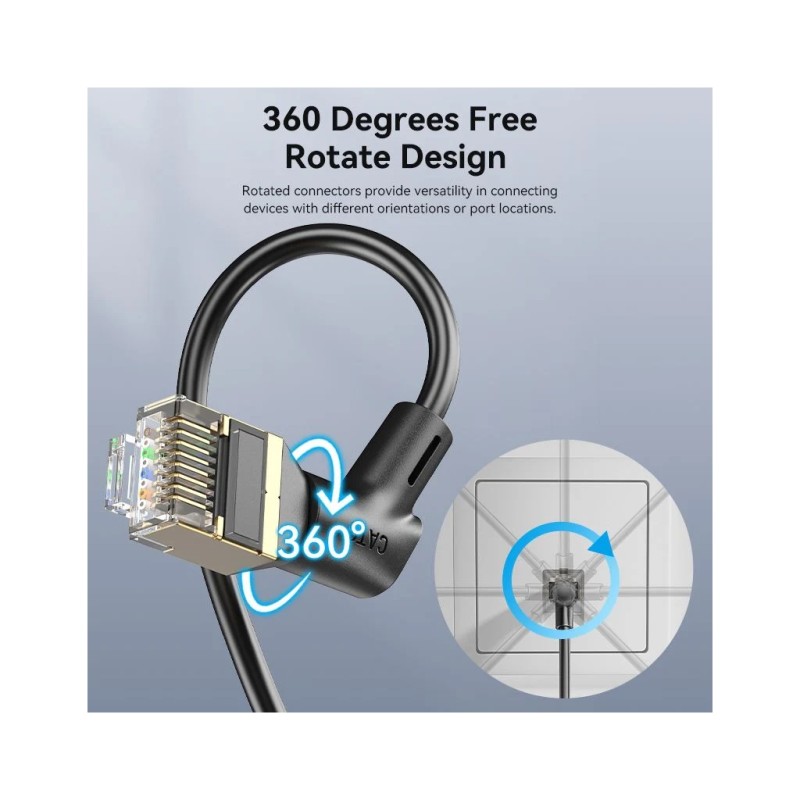 Патч-корд 1м STP cat 8 RJ-45 90° corner black Vention (IKLBF)