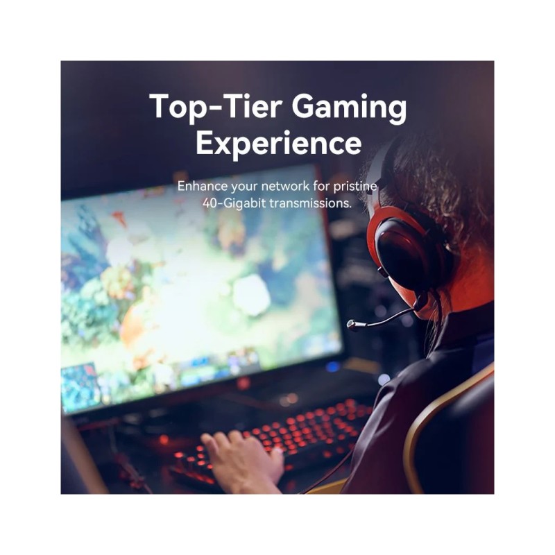 Патч-корд 1м STP cat 8 RJ-45 90° corner black Vention (IKLBF)