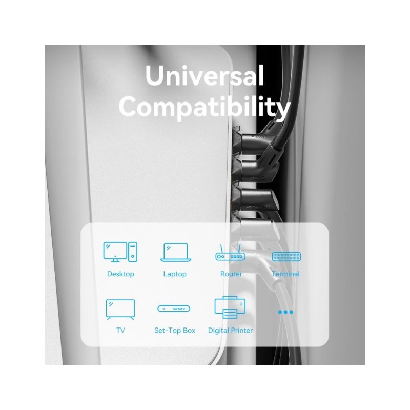 Патч-корд 1м STP cat 8 RJ-45 90° corner black Vention (IKLBF)