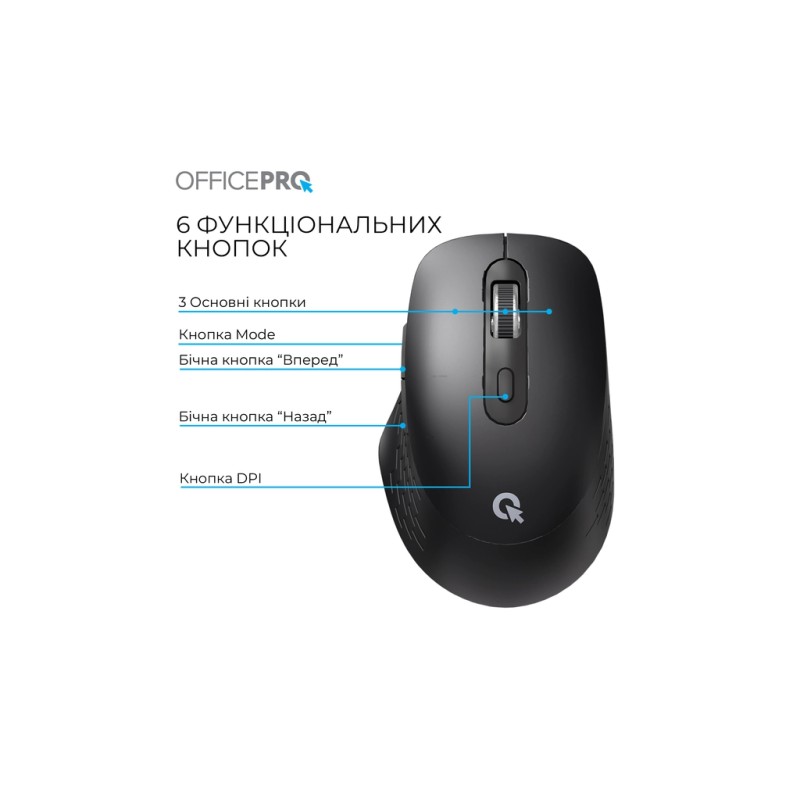 Мышка OfficePro M265B Wireless/Bluetooth Silent Click Black (M265B)