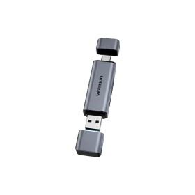 Считыватель флеш-карт Vention USB 3.0 AM/USB-C to SD+TF Gray Dual Drive Letter Aluminum Alloy (CLLH0)