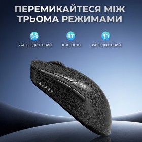 Мышка Ajazz AJ199 Carbon fiber Wireless/Bluetooth/USB Black (AJ199-B)