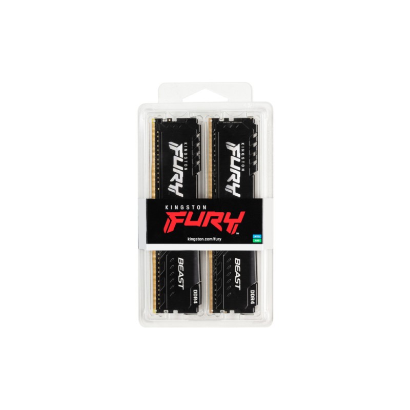 Модуль памяти для компьютера DDR4 16GB (2x8GB) 3600 MHz Fury Beast Black Kingston Fury (ex.HyperX) (KF436C17BBK2/16)