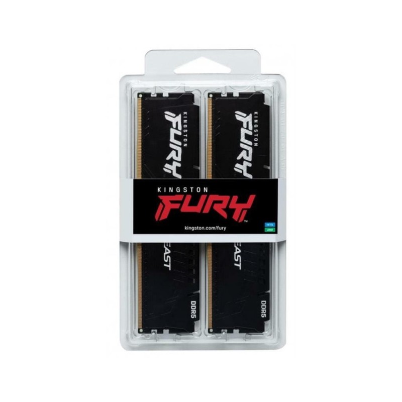 Модуль памяти для компьютера DDR5 32GB (2x16GB) 6000 MHz Fury Beast Black Kingston Fury (ex.HyperX) (KF560C36BBE2K2-32)