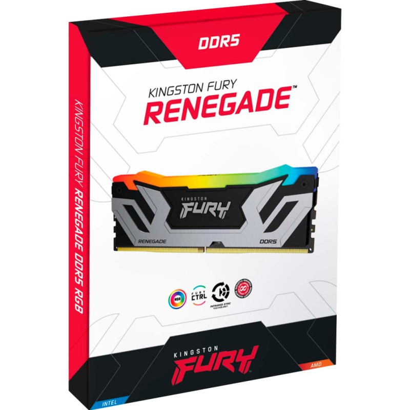 Модуль пам'яті для комп'ютера DDR5 48GB 8400 MHz Renegade RGB Silver XMP Kingston Fury (ex.HyperX) (KF584CU40RSAK2-48)