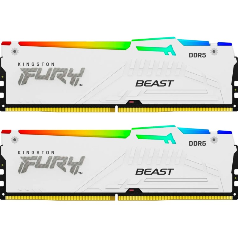 Модуль памяти для компьютера DDR5 32GB (2x16GB) 6000 MHz Beast RGB EXPO White Kingston Fury (ex.HyperX) (KF560C36BWE2AK2-32)