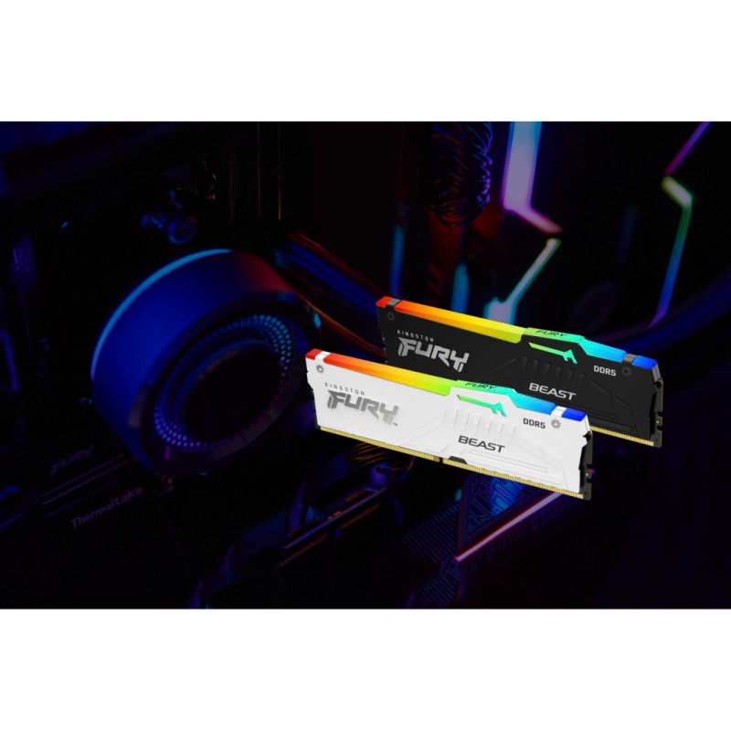 Модуль памяти для компьютера DDR5 32GB (2x16GB) 6000 MHz Beast RGB EXPO White Kingston Fury (ex.HyperX) (KF560C36BWE2AK2-32)
