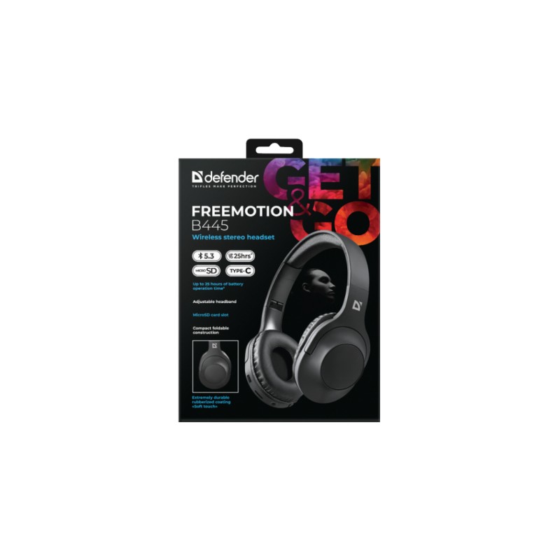 Наушники Defender FreeMotion B445 Bluetooth Black (63445)