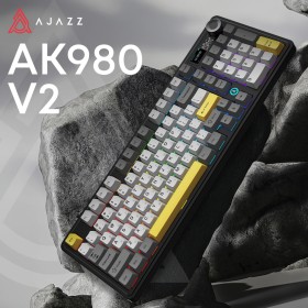 Клавиатура Ajazz AK980 V2 Gift Switch V2 Wireless/Bluetooth/USB UA Black/Grey/Yellow (AK980-V2-G-BGY)