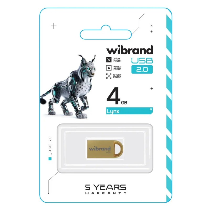 USB флеш накопитель Wibrand 4GB lynx Gold USB 2.0 (WI2.0/LY4M2G)