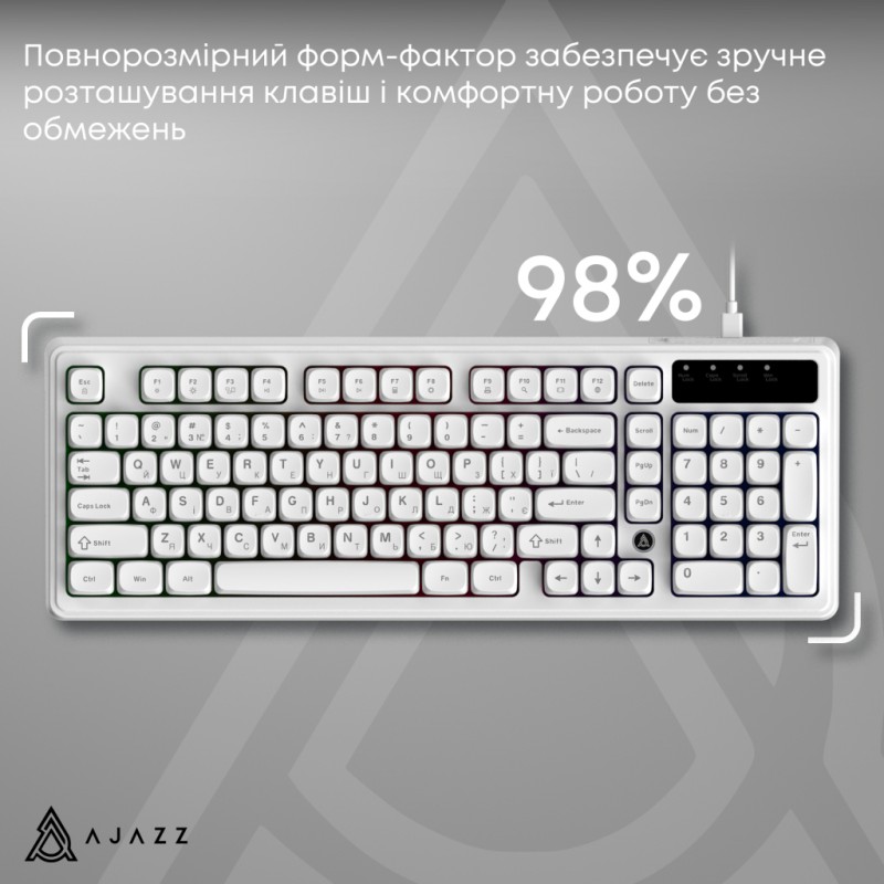 Клавиатура Ajazz AF98 USB UA White (AF98-W)