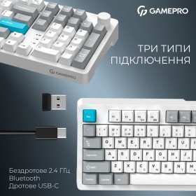Клавиатура GamePro Asgard Drakkar Keychron Super Red Switch Wireless/Bluetooth/USB UA White (MK305WH)