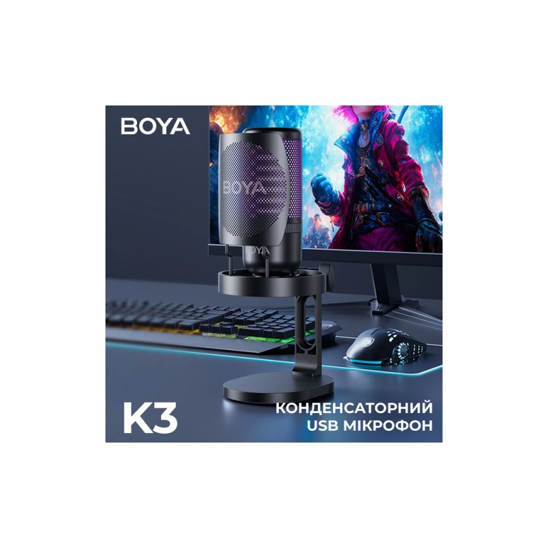 Микрофон Boya K3-02 RGB Type-C/3,5 мм Black (BOYA K3-02)
