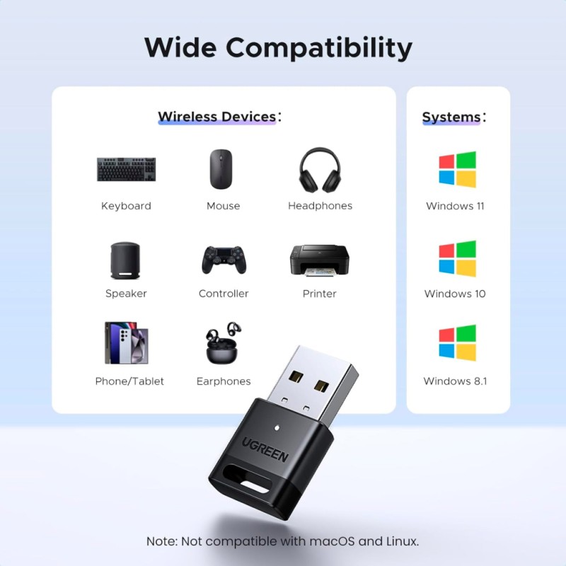 Bluetooth-адаптер Ugreen USB Bluetooth 5.4 CM748 Black (45134)