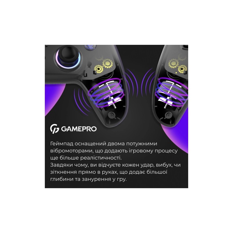 Геймпад GamePro GPS13B BT 5.3/USB/PC/iOS/Android/PS3/PS4 RGB Black (GPS13B)