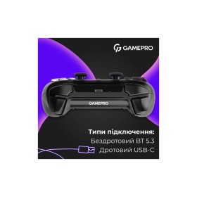 Геймпад GamePro GPS13B BT 5.3/USB/PC/iOS/Android/PS3/PS4 RGB Black (GPS13B)