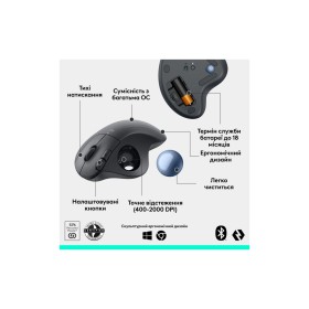 Мышка Logitech Ergo M575S Wireless Trackball Graphite (910-007029)