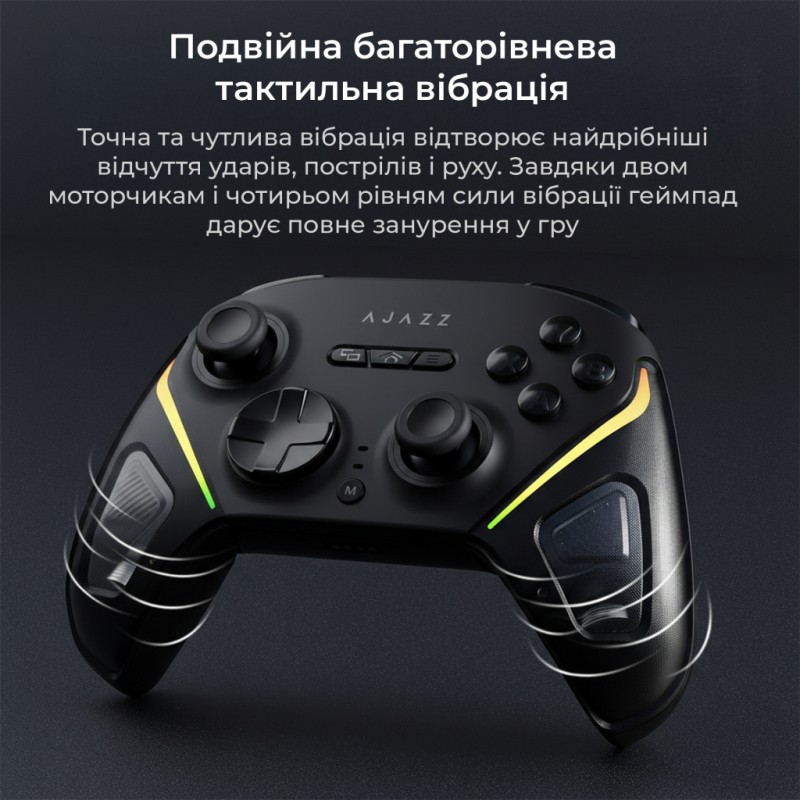 Геймпад Ajazz GP100 2.4G/BT/USB Switch/PC/iOS/Android RGB Black (GP100-B)