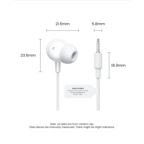 Навушники Vention Echo Lite 3.5mm In-Ear Wired White (GBAWAV)