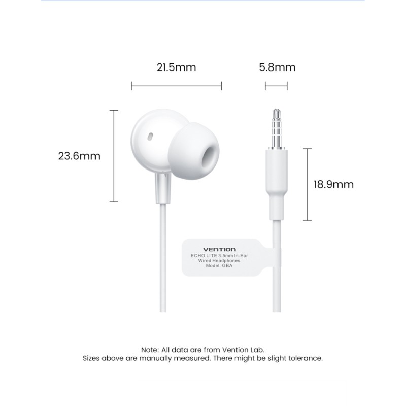 Навушники Vention Echo Lite 3.5mm In-Ear Wired White (GBAWAV)