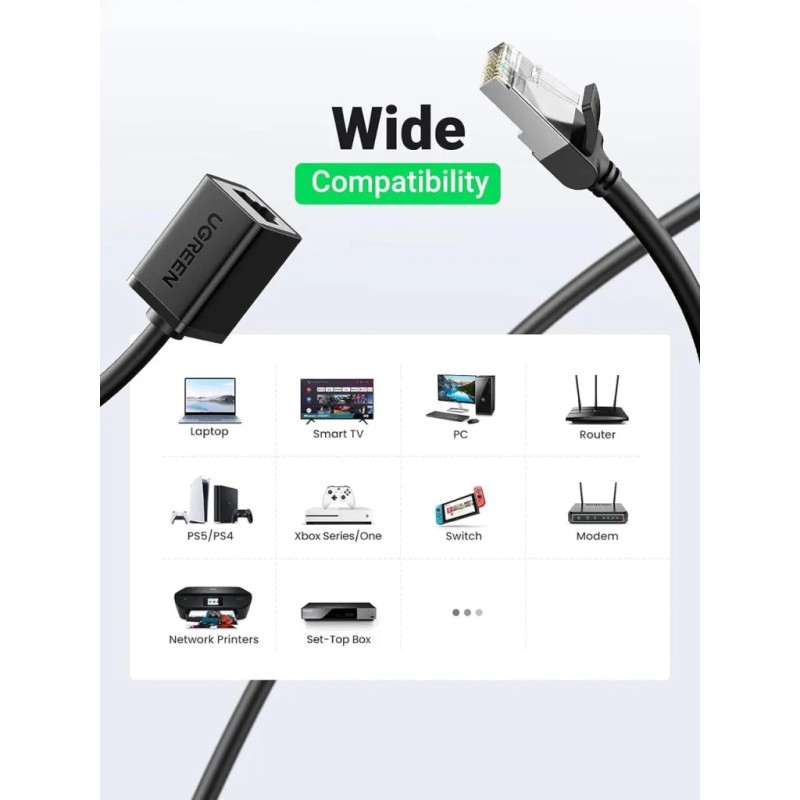 Патч-корд 1м, F/UTP cat 6 RJ-45 extension black Ugreen (U_11279)