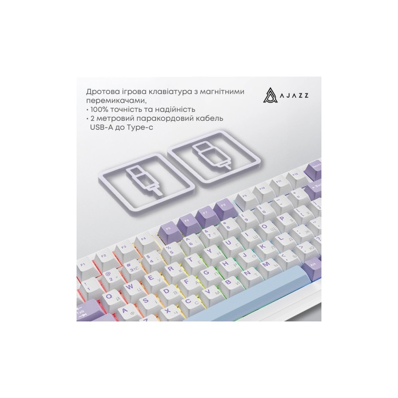 Клавіатура Ajazz AK820 MAX Magnetic Switch RGB USB White (AK820MAX-WM-PWB)