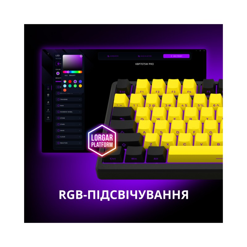 Клавіатура Lorgar KBP7075W Pro RGB Wireless/Bluetooth/USB UA Beige (LRG-KBP7075W-RT-US)