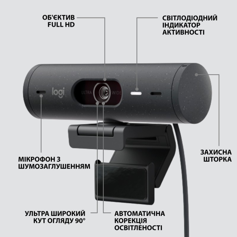 Веб-камера Logitech Brio 505 for Business Graphite (960-001459)