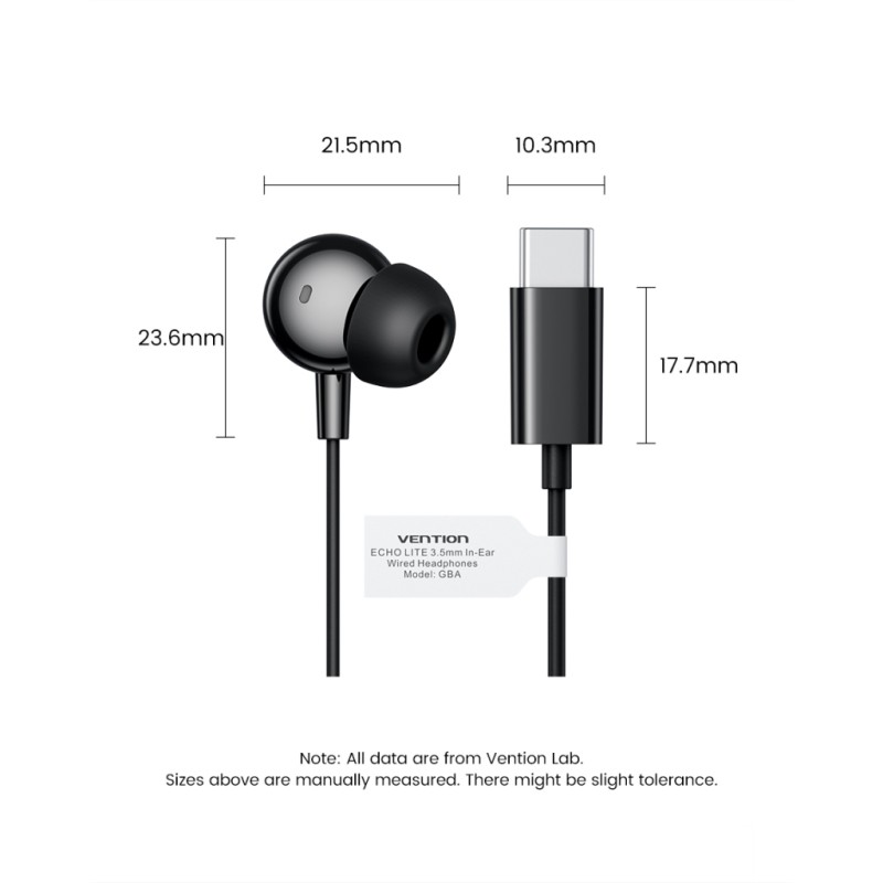 Навушники Vention Echo Lite USB-C In-Ear Wired Black (GBBBAV)