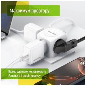 Мережевий розгалужувач ColorWay CW-CHE4W 4 розетки (CW-CHE4W)