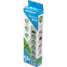 Сетевой фильтр питания Maxxter SPM5-G-15G grey, 4.5 м кабель, 5