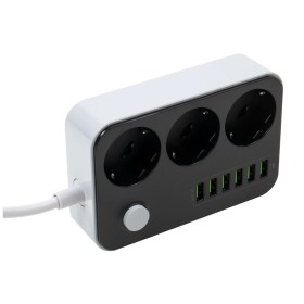 Мережевий фільтр живлення ColorWay CW-CHЕ36B, 3 розетки/6USB Black