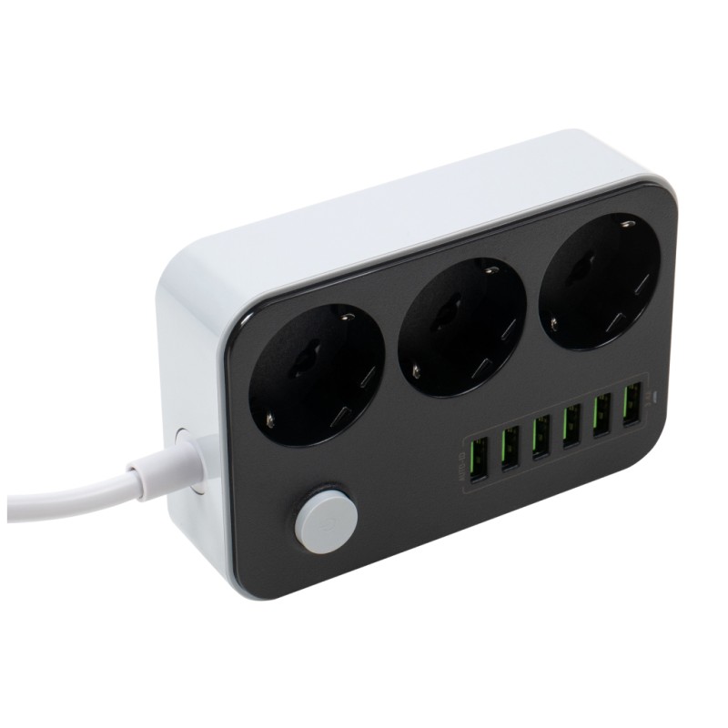 Сетевой фильтр питания ColorWay CW-CHЕ36B, 3 розетки/6USB Black 1.8M (CW-CHE36B)