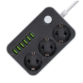 Мережевий фільтр живлення ColorWay CW-CHЕ36B, 3 розетки/6USB Black