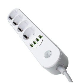 Сетевой фильтр питания ColorWay CW-CHE44W, 4 розетки/4USB White 2M