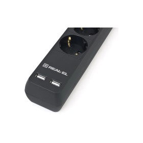 Сетевой фильтр питания REAL-EL REAL-EL RS-6 PROTECT USB, 5m, black (EL122300018)