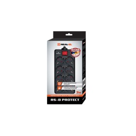 Сетевой фильтр питания REAL-EL REAL-EL RS-8 PROTECT, 3m, black (EL122300022)