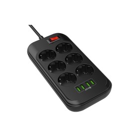 Сетевой фильтр питания ColorWay CW-CHE64B, 6 розеток/4USB Black (CW-CHE64B)