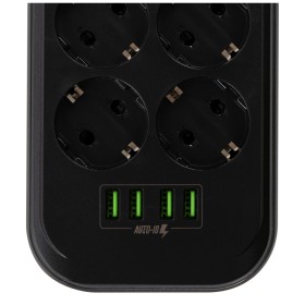 Сетевой фильтр питания ColorWay CW-CHE64B, 6 розеток/4USB Black (CW-CHE64B)