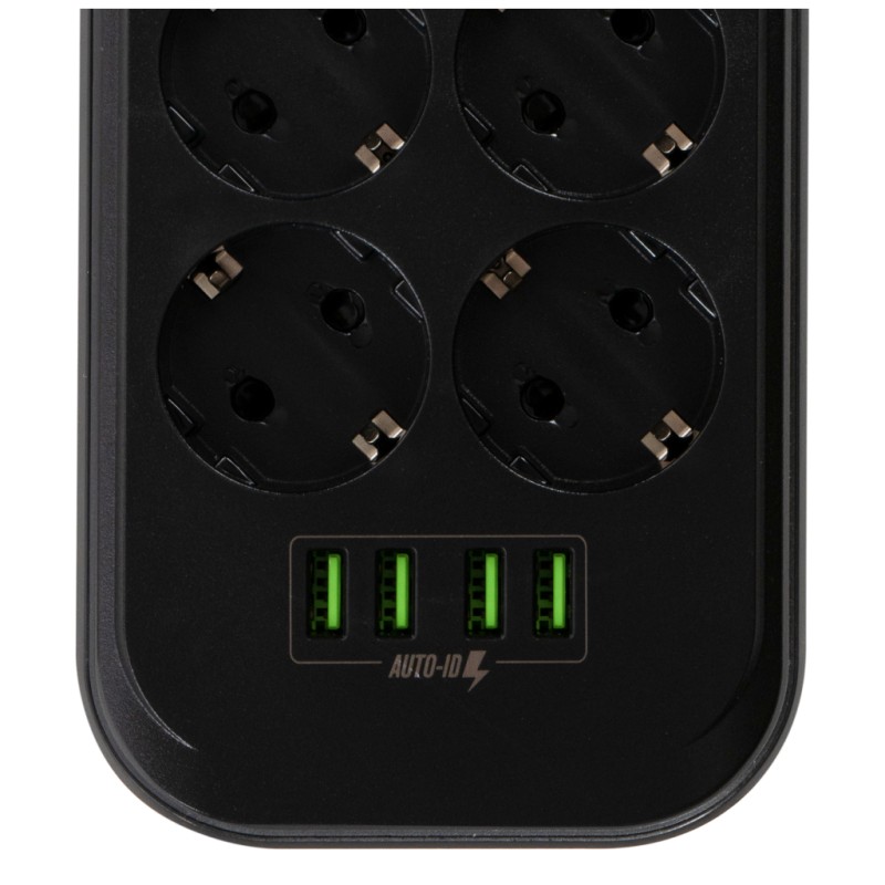 Сетевой фильтр питания ColorWay CW-CHE64B, 6 розеток/4USB Black (CW-CHE64B)