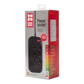 Сетевой фильтр питания ColorWay CW-CHE64B, 6 розеток/4USB Black (CW-CHE64B)
