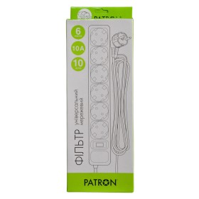 Сетевой фильтр питания Patron 10 m3*1mm2 (SP-10610) 6 розеток BLACK