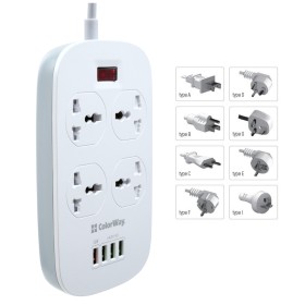 Мережевий фільтр живлення ColorWay 4 розетки/4USB White 1.8м (1QC3.0
