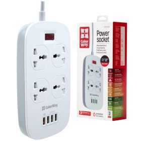 Сетевой фильтр питания ColorWay 4 розетки/4USB White 1.8м (1QC3.0 + 3 AUTO ID) (CW-CHU44QW)