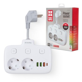 Мережевий фільтр живлення ColorWay CW-CHE24PDW 2 розетки/4USB